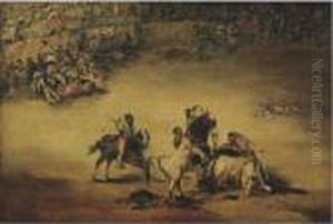 A Bullfight by Eugenio Lucas Velasquez