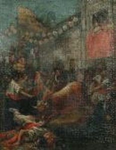 Bull Fighting; Napoleonic War Scene. by Eugenio Lucas Velasquez