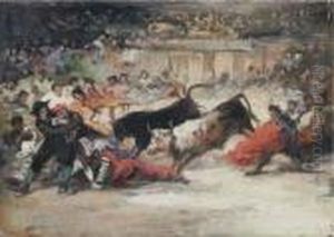 A Bullfight by Eugenio Lucas Velasquez