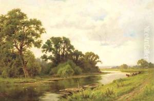The river Lea, Broxbourne by Henry Hillier Parker