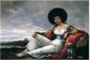 La Maja Del Perrito ('maja' With A Small Dog) by Eugenio Lucas Velasquez