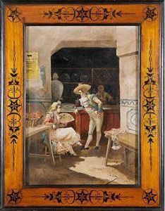 Pelando La Pava En La Taberna by Eugenio Lucas Villamil