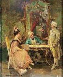 Tertulia De Dama Y Dos Caballeros