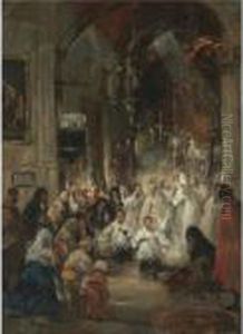 La Procesion (procession In A Church) by Eugenio Lucas Villamil