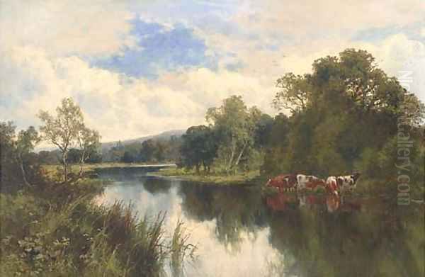 Cattle watering on a summer's day - view 1
