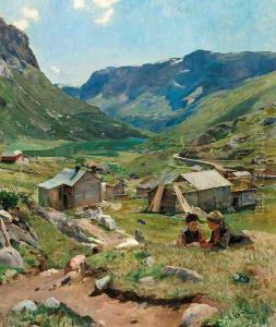 Summer Day: View of the Valley at Skogstad (Sommerdag, utsikt over dalen ved Skogstad) by Eilif Peterssen