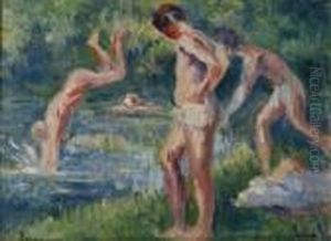 Baignade Dans La Cure by Maximilien Luce