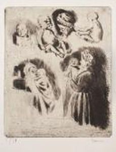Feuille De Croquis : Grand-mere Et Enfant Feuille De Croquis : Grand-mere Et Enfant