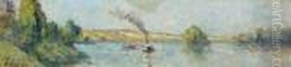 Un Remorqueur Sur La Seine Pres De Rolleboise - view 1
