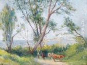 Petit Troupeau Au Bord Du Chemin A Bessy-sur-cure by Maximilien Luce