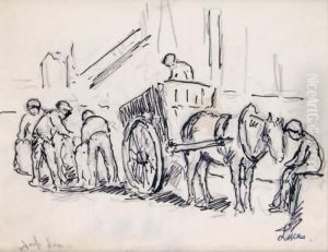 Le Dechargement Sur Le Quai A Honfleur by Maximilien Luce