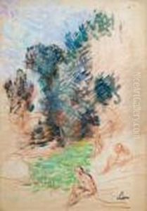 Baignade En Bord De Riviere by Maximilien Luce