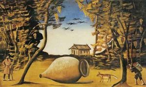 A Large Wine Jug in the Forest by Niko Pirosmanashvili
