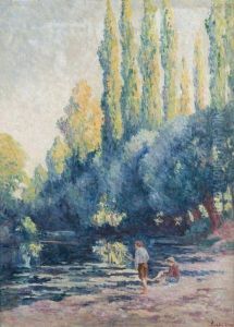 Yonne, Peupliers Au Bord De La Cure