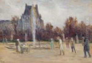 Promeneurs Au Jardin Des Tuileries by Maximilien Luce
