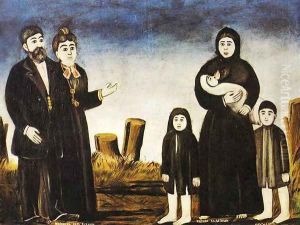 Childless Millionaire and Poor Woman with Children by Niko Pirosmanashvili