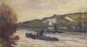 Rolleboise, Deux Remorqueurs Sur La Seine by Maximilien Luce