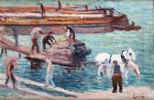 Le Dechargement Des Peniches by Maximilien Luce