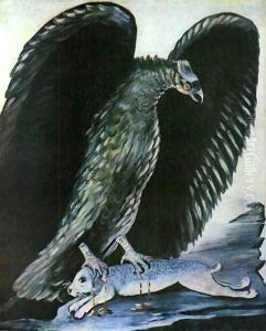 Eagle with Hare by Niko Pirosmanashvili