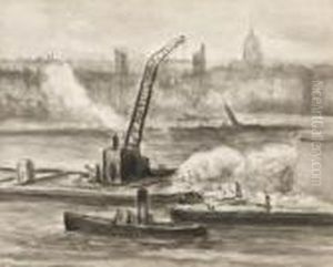 Paris, Grande Grue Sur La Seine by Maximilien Luce