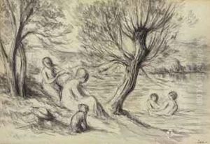 Baigneuses Au Bord De La Riviere by Maximilien Luce