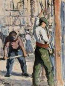 Ouvriers Au Travail, Percement De La Rue Reaumur by Maximilien Luce