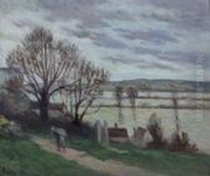 La Seine Et Les Inondations Vues De La Cote De Rolleboise by Maximilien Luce