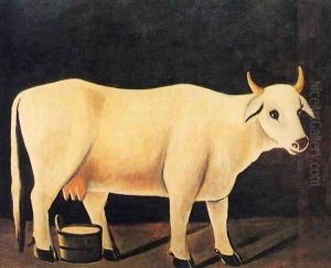 White Cow on a Black Background by Niko Pirosmanashvili