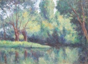 Rolleboise, Eau Dormante A L'ombre Des Arbres by Maximilien Luce
