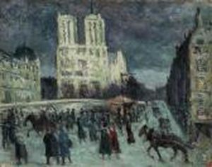 Notre-dame Et Le Quai Saint-michel by Maximilien Luce