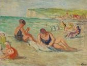 La Plage A Mers-les-bains by Maximilien Luce