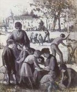 Les Enfants Jouant Et Jardinant Dans Le Parc by Maximilien Luce