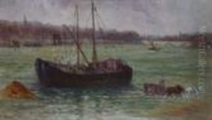 Peniche Sur La Seine, Paris by Maximilien Luce