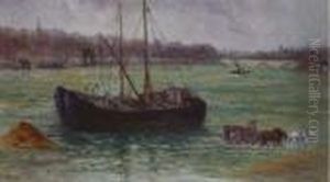 Peniche Sur La Seine by Maximilien Luce