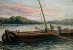 Peniche Sur La Seine A Rolleboise by Maximilien Luce
