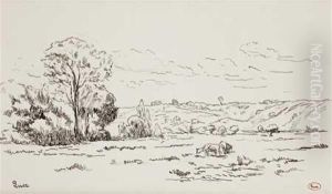 Paturage A Rosny-sur-seine Pres De Rolleboise by Maximilien Luce