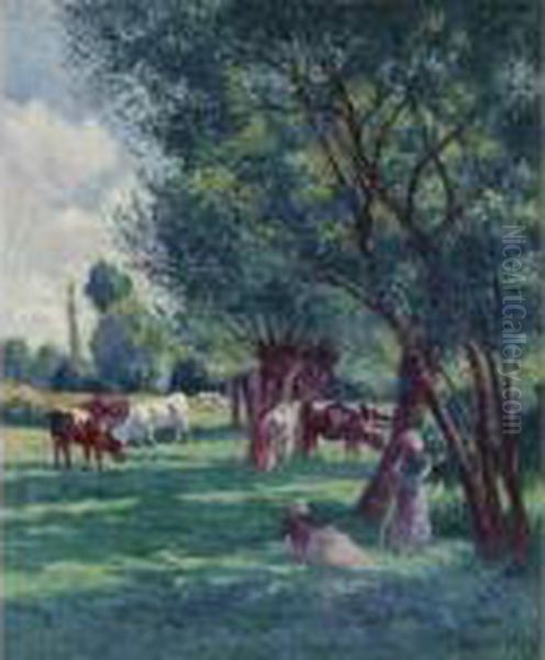 Bessy Sur Cure, Paysannes Gardant Un Troupeau De Vaches - view 1