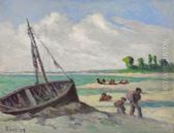 Environs Du Treport, Barque Echouee - view 1