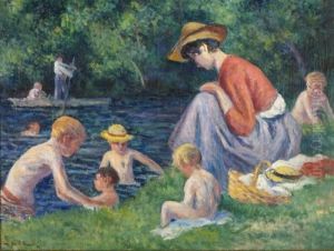 La Baignade Dans La Cure by Maximilien Luce