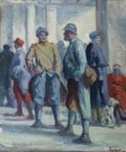 Soldats A La Gare Du Nord by Maximilien Luce