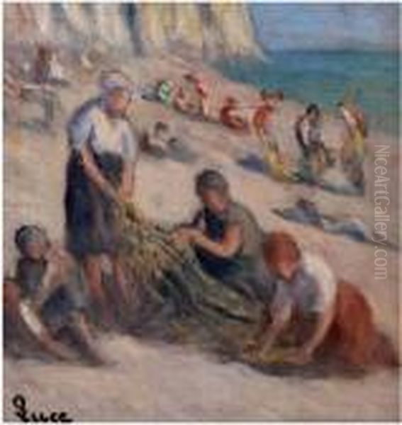 Femme Ravaudant Un Filet - view 1