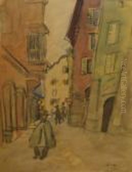 Continental Street Scene With Figures - view 1