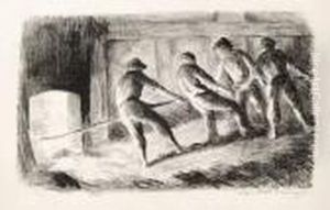 Un Four A Brique ; Le Rabotage. by Maximilien Luce