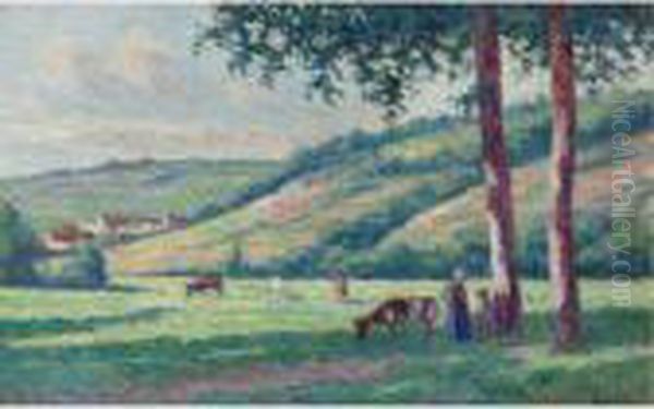 Paysage Aux Bergeres Et Vachers - view 1