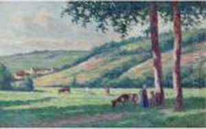 Paysage Aux Bergeres Et Vachers by Maximilien Luce