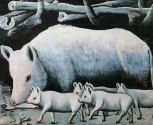 Sow with Piglets by Niko Pirosmanashvili
