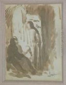 Personnages Dans Une Ruelle by Maximilien Luce