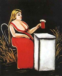 Woman with a Mug of Beer by Niko Pirosmanashvili