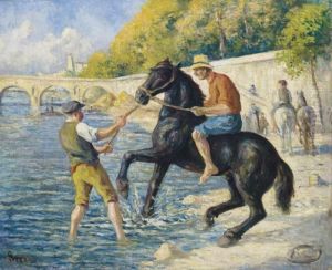 La Baignade Des Chevaux Dans La Seine, Vers Le Pont Marie by Maximilien Luce