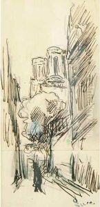Eglise Saint Sulpice A Paris Encre Etcrayon Sur Papier
